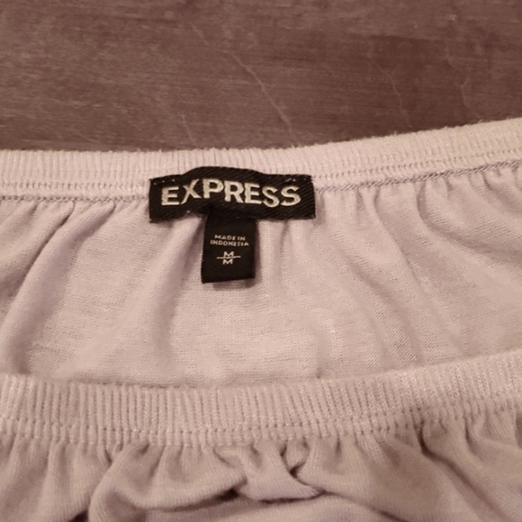 EXPRESS Lavender Off-Shoulder Top with Tie Sleeves. Size Medium. - Picture 2 of 3